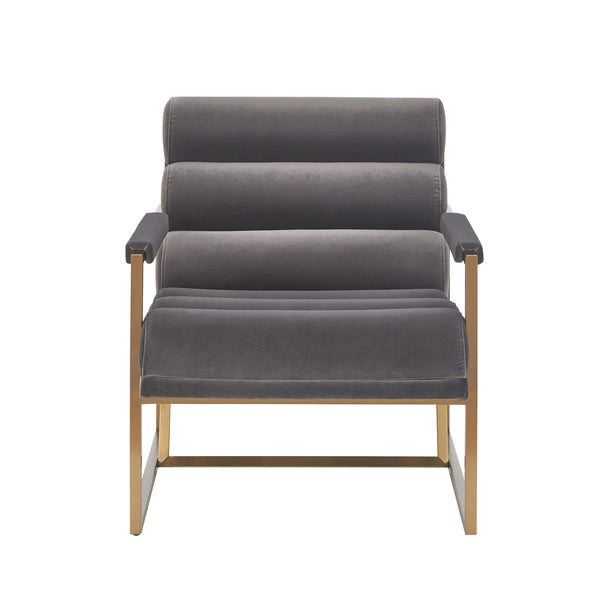 VIG Furniture Modrest Anton - Modern Grey Velvet + Brass Accent Chair VGMY-2749-GRY