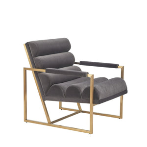 VIG Furniture Modrest Anton - Modern Grey Velvet + Brass Accent Chair VGMY-2749-GRY