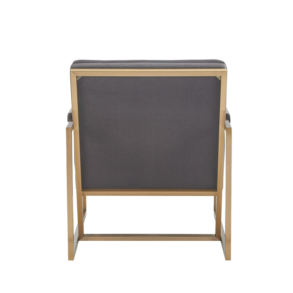 VIG Furniture Modrest Anton - Modern Grey Velvet + Brass Accent Chair VGMY-2749-GRY