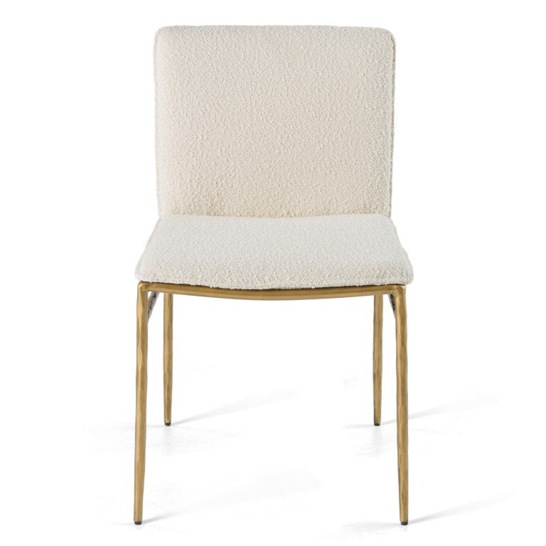 VIG Furniture Atlanta Modern Fabric Chair With Brass-Plated Legs, Padded Support, 380Lb Capacity, Stylish Comfort Off-White Dining Chair VGMY-3739-WHT