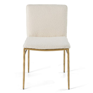 VIG Furniture Atlanta Modern Fabric Chair With Brass-Plated Legs, Padded Support, 380Lb Capacity, Stylish Comfort Off-White Dining Chair VGMY-3739-WHT
