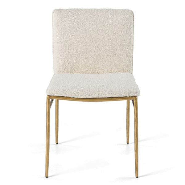 VIG Furniture Atlanta Modern Fabric Chair With Brass-Plated Legs, Padded Support, 380Lb Capacity, Stylish Comfort Off-White Dining Chair VGMY-3739-WHT