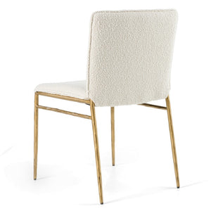 VIG Furniture Atlanta Modern Fabric Chair With Brass-Plated Legs, Padded Support, 380Lb Capacity, Stylish Comfort Off-White Dining Chair VGMY-3739-WHT