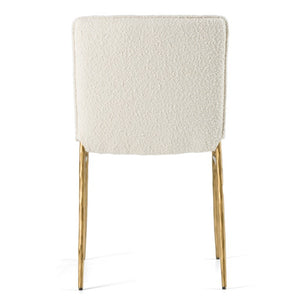 VIG Furniture Atlanta Modern Fabric Chair With Brass-Plated Legs, Padded Support, 380Lb Capacity, Stylish Comfort Off-White Dining Chair VGMY-3739-WHT