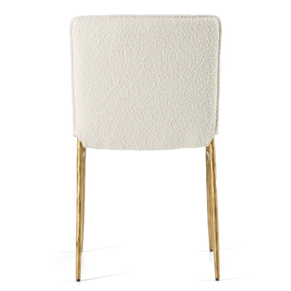 VIG Furniture Atlanta Modern Fabric Chair With Brass-Plated Legs, Padded Support, 380Lb Capacity, Stylish Comfort Off-White Dining Chair VGMY-3739-WHT