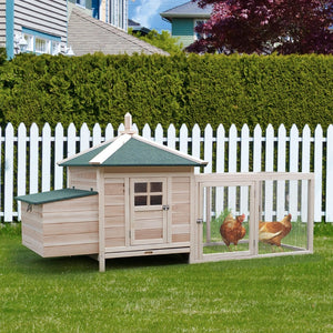 English Elm Pawhut Fir Wood Backyard Chicken Coop with Nesting Box Ramp and Asphalt Roof W2225P229578
