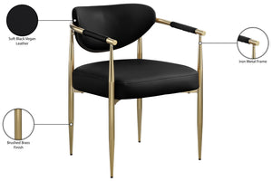 Meridian Furniture Virella Contemporary Vegan Leather Dining Chair with Tapered Iron Frame for Modern Rooms Black 817 817Black-C