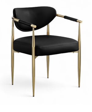 Meridian Furniture Virella Contemporary Vegan Leather Dining Chair with Tapered Iron Frame for Modern Rooms Black 817 817Black-C