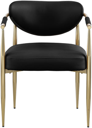 Meridian Furniture Virella Contemporary Vegan Leather Dining Chair with Tapered Iron Frame for Modern Rooms Black 817 817Black-C