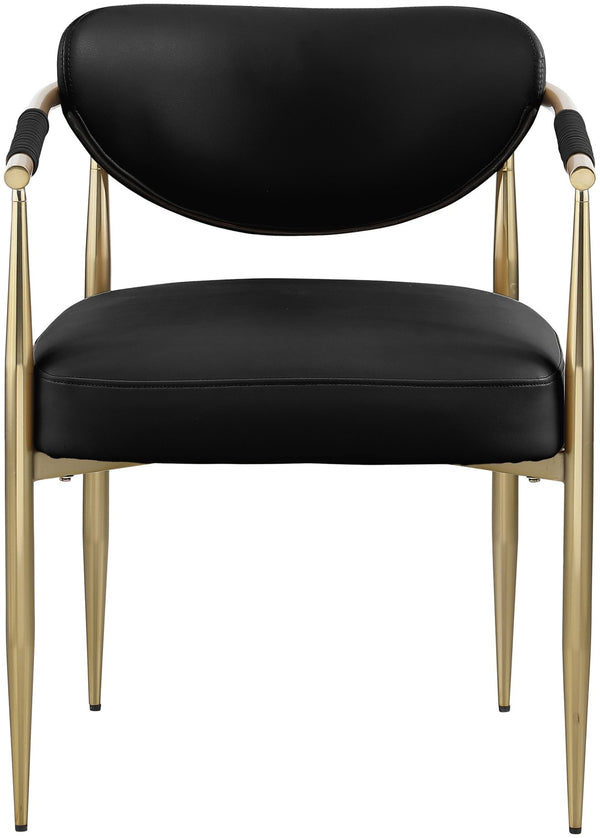 Meridian Furniture Virella Contemporary Vegan Leather Dining Chair with Tapered Iron Frame for Modern Rooms Black 817 817Black-C