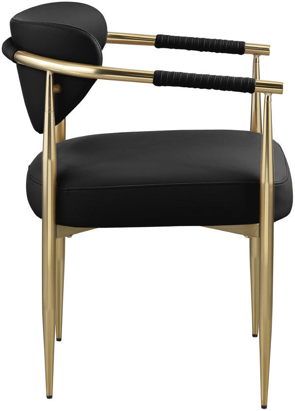 Meridian Furniture Virella Contemporary Vegan Leather Dining Chair with Tapered Iron Frame for Modern Rooms Black 817 817Black-C
