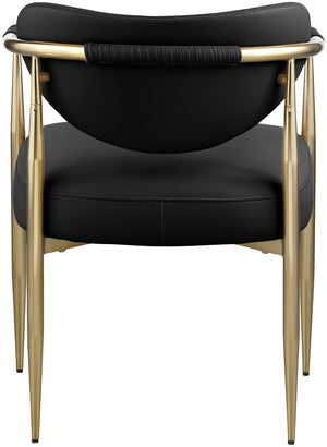 Meridian Furniture Virella Contemporary Vegan Leather Dining Chair with Tapered Iron Frame for Modern Rooms Black 817 817Black-C