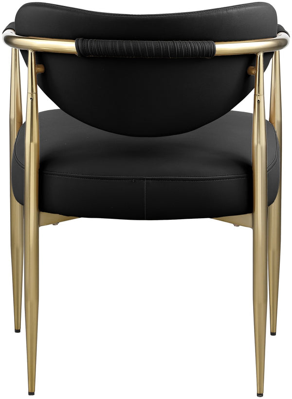 Meridian Furniture Virella Contemporary Vegan Leather Dining Chair with Tapered Iron Frame for Modern Rooms Black 817 817Black-C