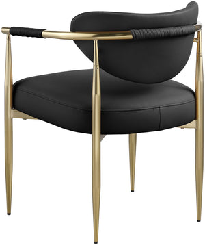 Meridian Furniture Virella Contemporary Vegan Leather Dining Chair with Tapered Iron Frame for Modern Rooms Black 817 817Black-C