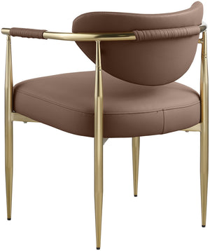 Meridian Furniture Virella Contemporary Vegan Leather Dining Chair with Tapered Iron Frame for Modern Rooms Brown 817 817Brown-C