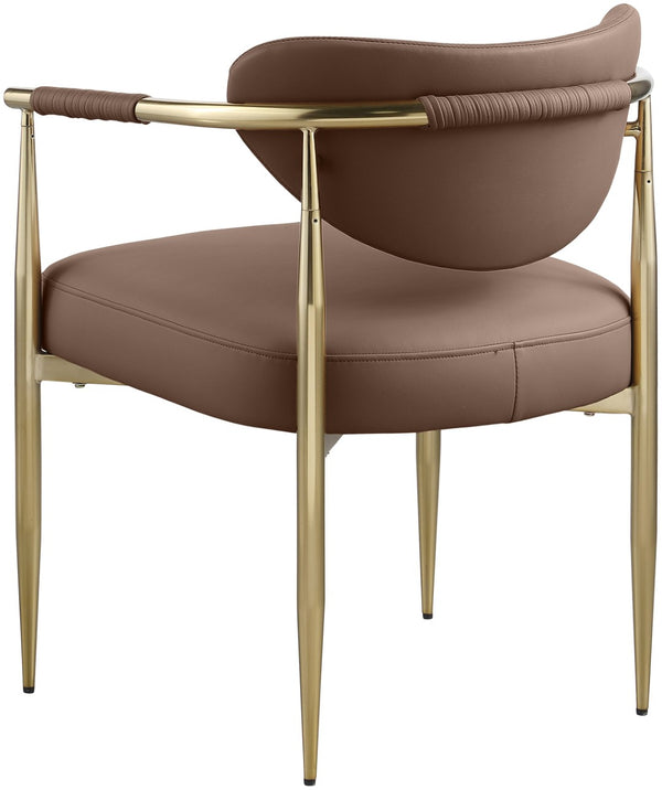 Meridian Furniture Virella Contemporary Vegan Leather Dining Chair with Tapered Iron Frame for Modern Rooms Brown 817 817Brown-C