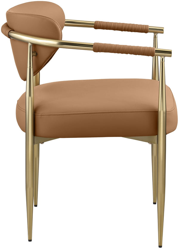 Meridian Furniture Virella Contemporary Vegan Leather Dining Chair with Tapered Iron Frame for Modern Rooms Cognac 817 817Cognac-C