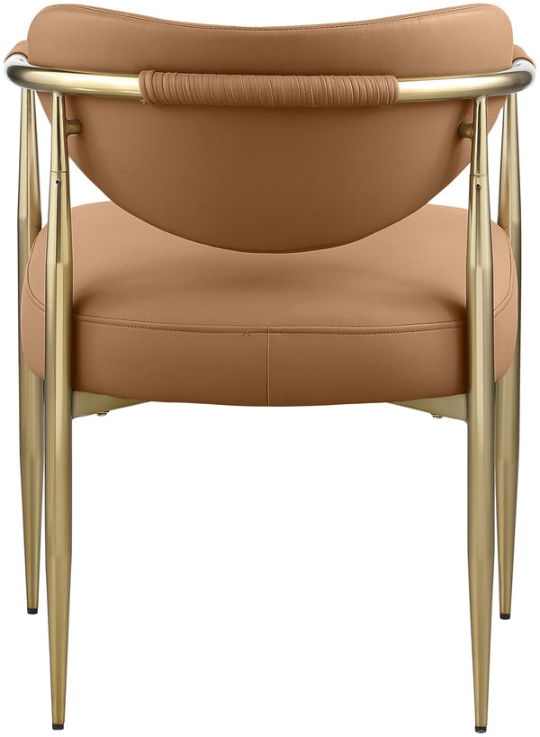 Meridian Furniture Virella Contemporary Vegan Leather Dining Chair with Tapered Iron Frame for Modern Rooms Cognac 817 817Cognac-C