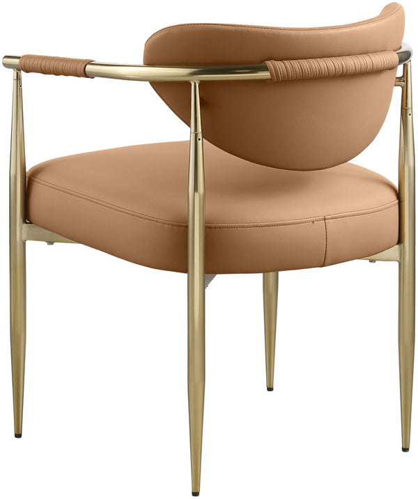 Meridian Furniture Virella Contemporary Vegan Leather Dining Chair with Tapered Iron Frame for Modern Rooms Cognac 817 817Cognac-C