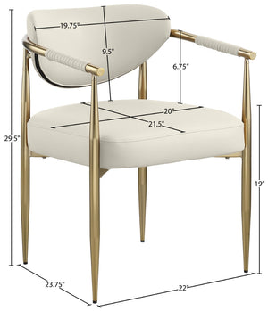 Meridian Furniture Virella Contemporary Vegan Leather Dining Chair with Tapered Iron Frame for Modern Rooms Cream 817 817Cream-C