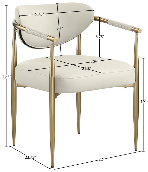 Meridian Furniture Virella Contemporary Vegan Leather Dining Chair with Tapered Iron Frame for Modern Rooms Cream 817 817Cream-C
