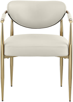Meridian Furniture Virella Contemporary Vegan Leather Dining Chair with Tapered Iron Frame for Modern Rooms Cream 817 817Cream-C