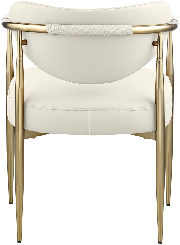 Meridian Furniture Virella Contemporary Vegan Leather Dining Chair with Tapered Iron Frame for Modern Rooms Cream 817 817Cream-C