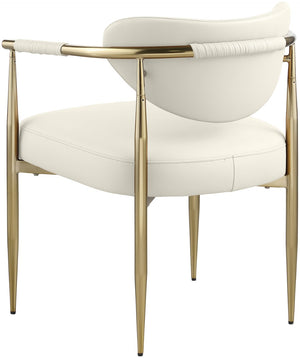 Meridian Furniture Virella Contemporary Vegan Leather Dining Chair with Tapered Iron Frame for Modern Rooms Cream 817 817Cream-C