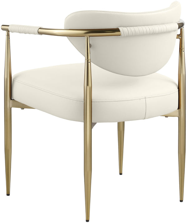Meridian Furniture Virella Contemporary Vegan Leather Dining Chair with Tapered Iron Frame for Modern Rooms Cream 817 817Cream-C
