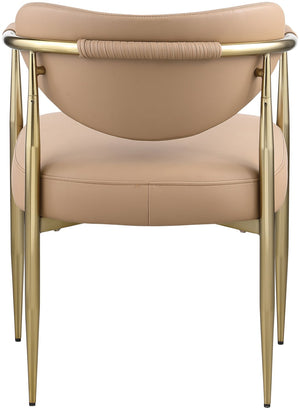 Meridian Furniture Virella Contemporary Vegan Leather Dining Chair with Tapered Iron Frame for Modern Rooms Tan 817 817Tan-C