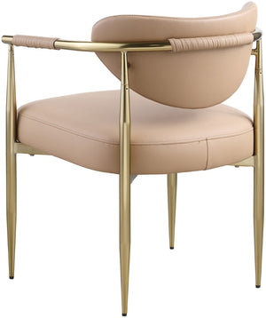 Meridian Furniture Virella Contemporary Vegan Leather Dining Chair with Tapered Iron Frame for Modern Rooms Tan 817 817Tan-C