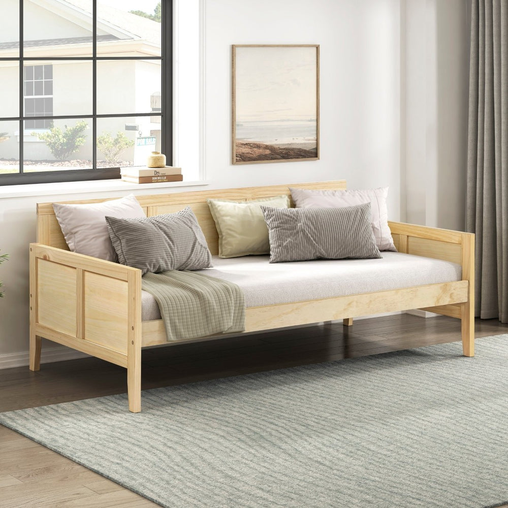 English Elm Daybed Solid Pine Wood Frame Transitional Sofa Sleeper for Studios and Guest Rooms B011S02445
