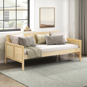 English Elm Daybed Solid Pine Wood Frame Transitional Sofa Sleeper for Studios and Guest Rooms B011S02445