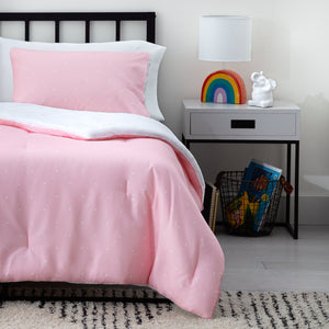 English Elm Linenspa Pink Polka Dot Microfiber Comforter Set Cal King – Reversible Chic, Hypoallergenic Fill B350P326212