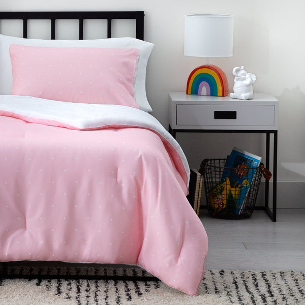 English Elm Linenspa Pink Polka Dot Microfiber Comforter Set Cal King – Reversible Chic, Hypoallergenic Fill B350P326212