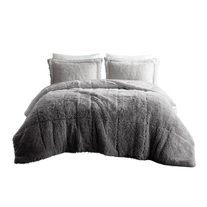 English Elm King/Cal King Brielle Ombre Shaggy Faux Fur Comforter Mini Set - Plush Hypoallergenic Cozy Warmth Grey 15.75 L x 11.81 W x 11.81 H B03595983