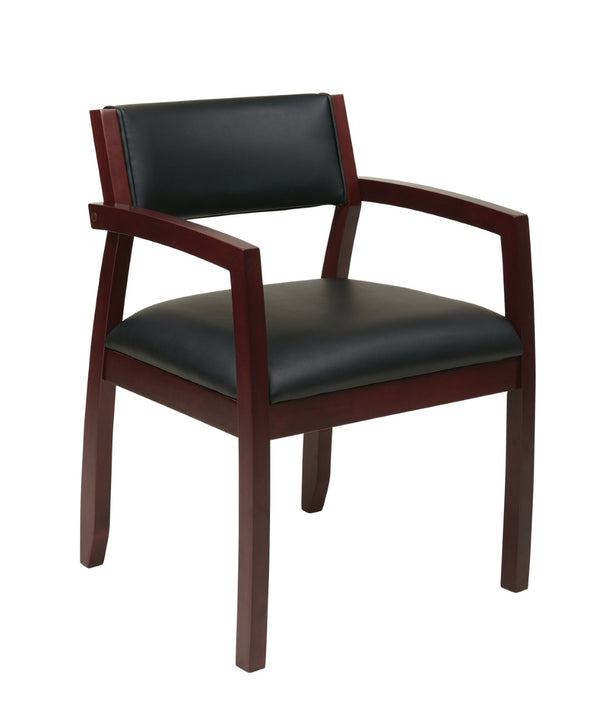 OSP Home Furnishings Napa Hardwood Veneer Office Guest Chair with Plush Upholstered Seat for Reception Areas Black NAP95MAH-EC3