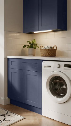English Elm 27" Solid Wood Shaker Base Cabinet Navy Finish Soft Close Drawer Kitchen Bath Storage T2950P479980