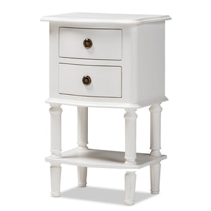 Baxton Studio Baxton Studio Audrey Farmhouse Nightstand - White 2-Drawer Bedside Table with Rustic Charm GLA5-White-NS