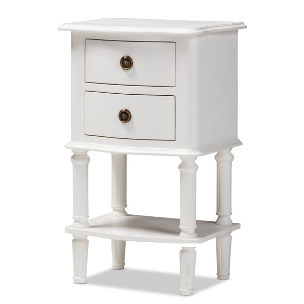 Baxton Studio Baxton Studio Audrey Farmhouse Nightstand - White 2-Drawer Bedside Table with Rustic Charm GLA5-White-NS