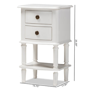 Baxton Studio Baxton Studio Audrey Farmhouse Nightstand - White 2-Drawer Bedside Table with Rustic Charm GLA5-White-NS