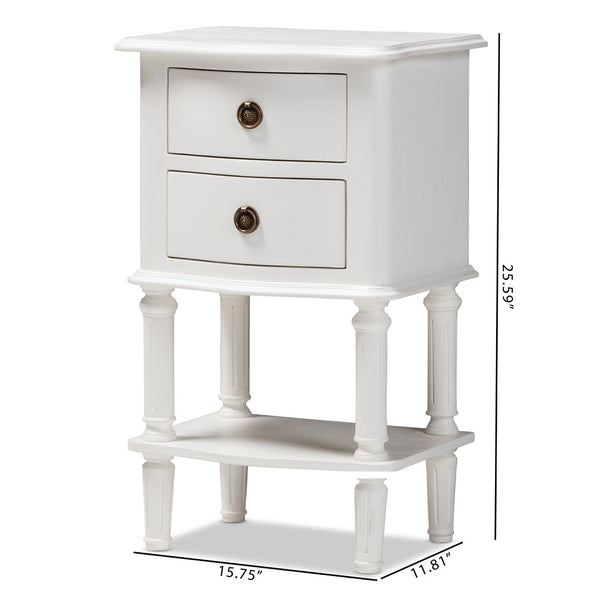 Baxton Studio Baxton Studio Audrey Farmhouse Nightstand - White 2-Drawer Bedside Table with Rustic Charm GLA5-White-NS