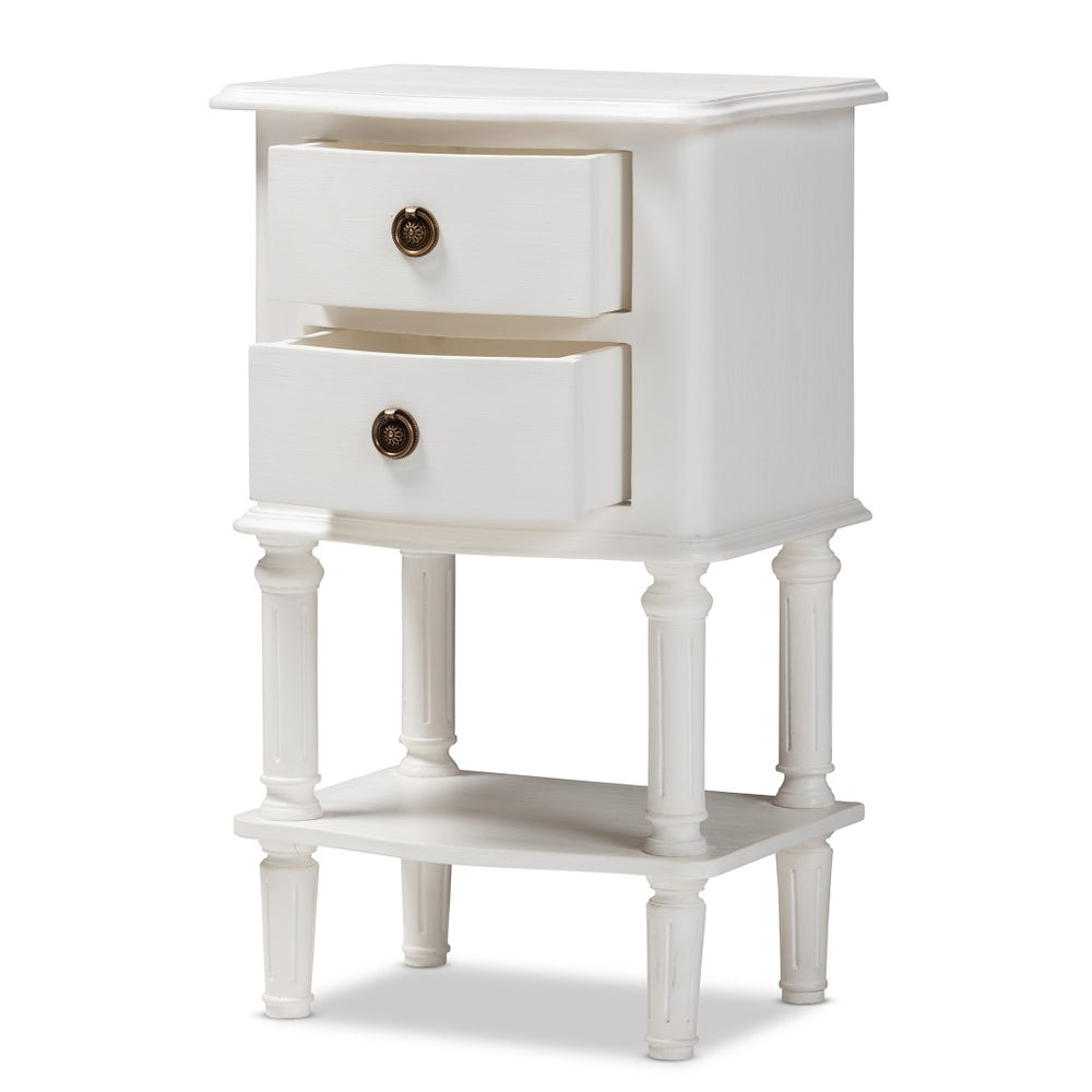 Baxton Studio Baxton Studio Audrey Farmhouse Nightstand - White 2-Drawer Bedside Table with Rustic Charm GLA5-White-NS
