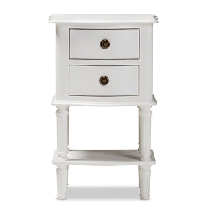 Baxton Studio Baxton Studio Audrey Farmhouse Nightstand - White 2-Drawer Bedside Table with Rustic Charm GLA5-White-NS