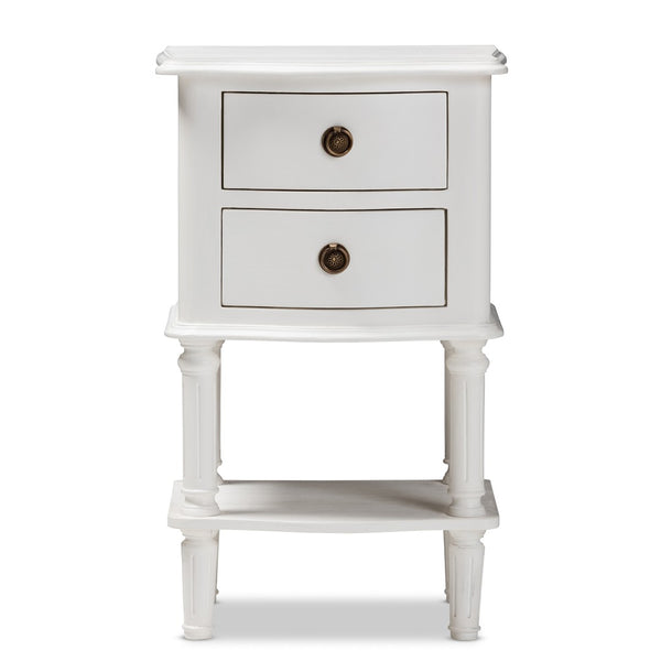 Baxton Studio Baxton Studio Audrey Farmhouse Nightstand - White 2-Drawer Bedside Table with Rustic Charm GLA5-White-NS