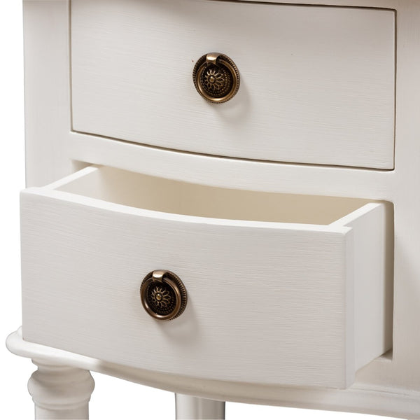 Baxton Studio Baxton Studio Audrey Farmhouse Nightstand - White 2-Drawer Bedside Table with Rustic Charm GLA5-White-NS