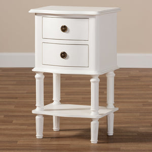 Baxton Studio Baxton Studio Audrey Farmhouse Nightstand - White 2-Drawer Bedside Table with Rustic Charm GLA5-White-NS
