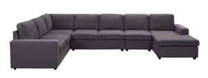English Elm Tifton Modular Linen Sectional European Low Profile Sofa with Reversible Chaise B061S00157