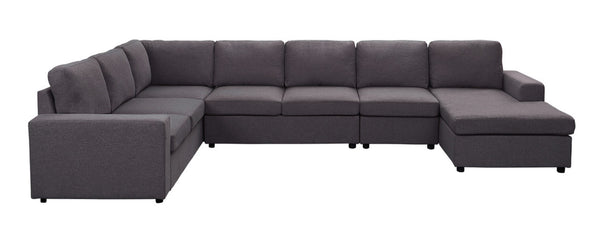 English Elm Tifton Modular Linen Sectional European Low Profile Sofa with Reversible Chaise B061S00157