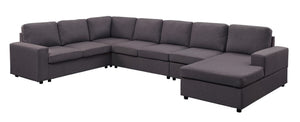 English Elm Tifton Modular Linen Sectional European Low Profile Sofa with Reversible Chaise B061S00157
